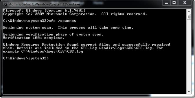 проверка на системните файлове Windows 7