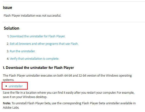 как да премахнете Adobe Flash Player от компютър с Windows 8 