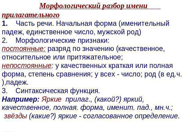 Как да анализираме прилагателно като част от реч? Характеристики на пълни и къси форми