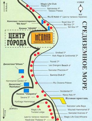 Хамамет туристически атракции карта 